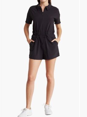 Zella Black Short Romper with Front Zip